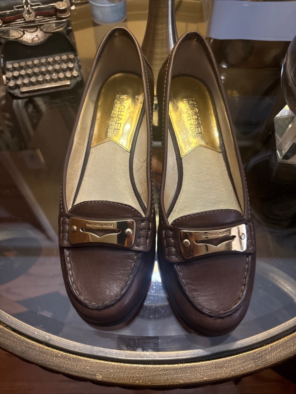 Michael Kors Women’s Leather Logo Loafer - Brown - 7.5 M